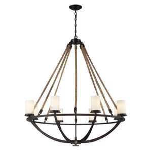 Natural Rope 41'' Wide 8-Light Chandelier - Aged Bronze 1