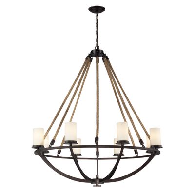 Natural Rope 41″ Wide 8-Light Chandelier - Aged Bronze