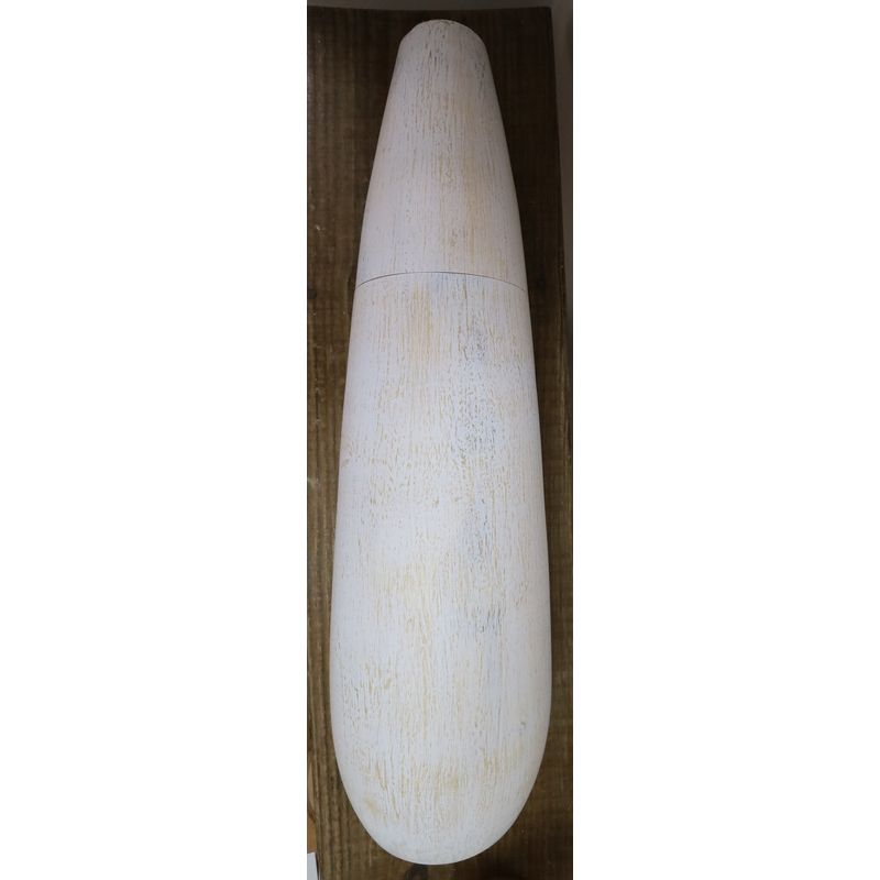 24" Rustic White-Washed Wooden Vase