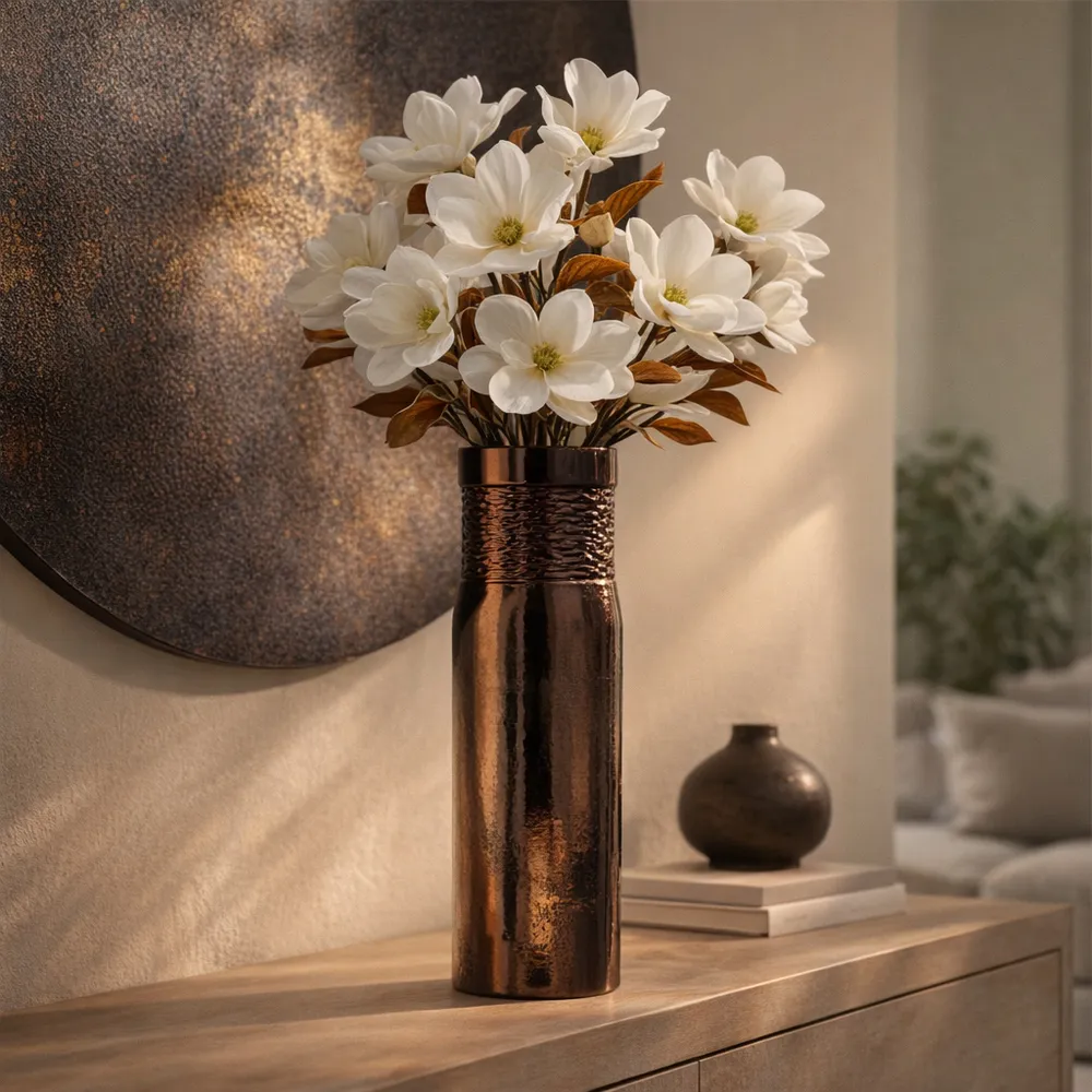 HAMDENWAY BRONZE GLASS VASE 18 (IN)