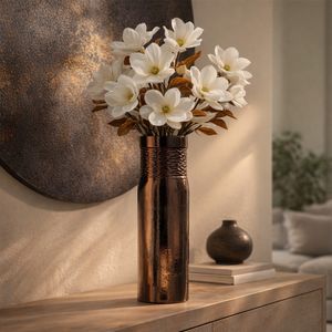 HAMDENWAY BRONZE GLASS VASE 18 (IN) 11