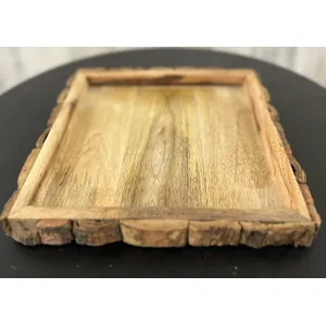 Square Bark Trimmed Tray 10in 1