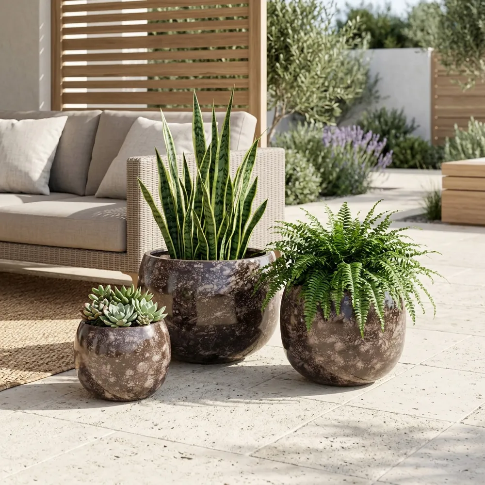 JAKEWICK SET OF 3 BROWN PLANTER 11 (IN)