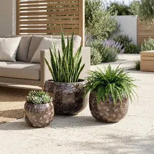 JAKEWICK SET OF 3 BROWN PLANTER 11 (IN) 2