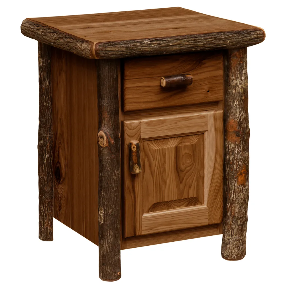 Hickory Log Enclosed End Table - Cognac
