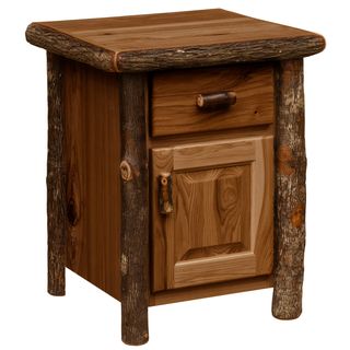 Hickory Log Enclosed Nightstand - Cognac