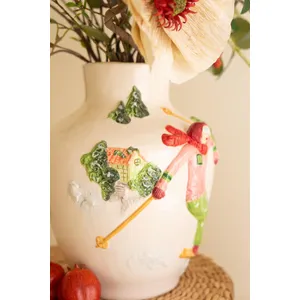 Ceramic Christmas Vase with Skier 3