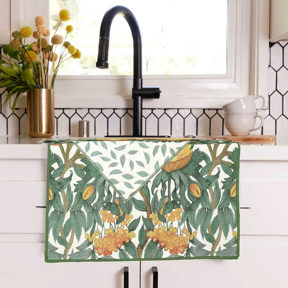 Icelandic Poppies Gold Eco Kitchen Tea Towel