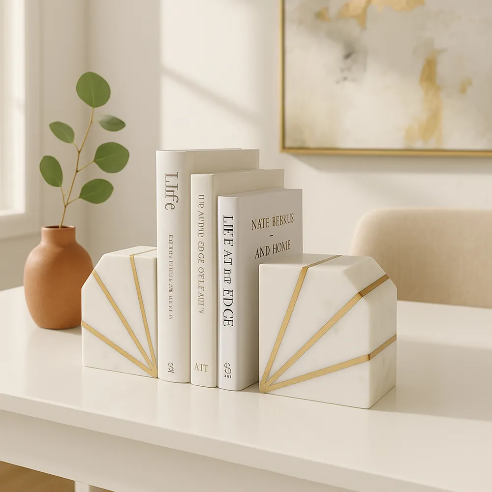 BRUNOCROSS SET OF 2 WHITE BOOKENDS 5 (IN)