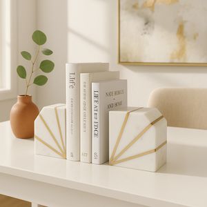 BRUNOCROSS SET OF 2 WHITE BOOKENDS 5 (IN) 10