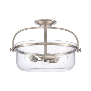 Wentworth 17'' Wide 3-Light Semi Flush Mount - Brushed Nickel 2