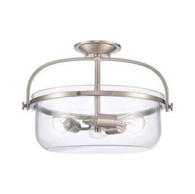 Wentworth 17″ Wide 3-Light Semi Flush Mount - Brushed Nickel