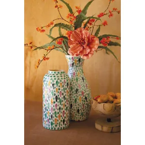 Tall Spun Bamboo Vase with Capiz Shell Fish Detail 5