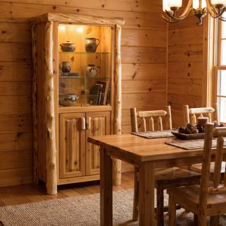 Cedar Log Display Cabinet - Coffee