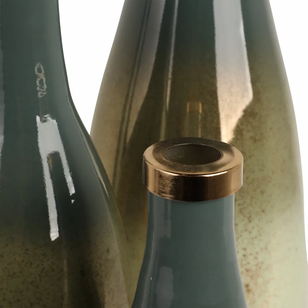 HOPESIDE SET OF 3 GREEN GLASS VASES 21 (IN)