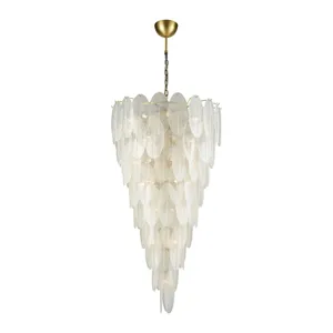 Hush 32.5'' Wide 42-Light Chandelier - Aged Brass with White 2