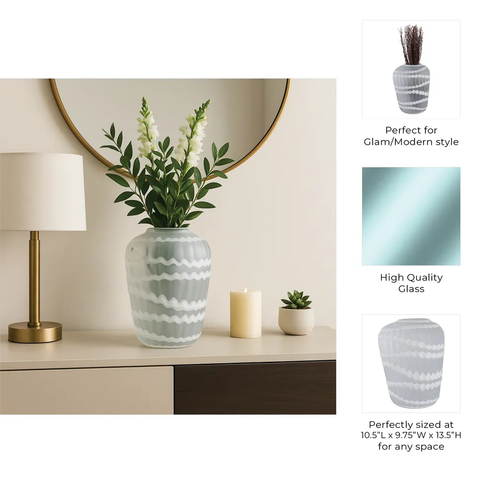 AXELBURN WHITE GLASS VASE 14 (IN)