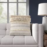 Venora Striped Cotton Blend Throw Pillow 1