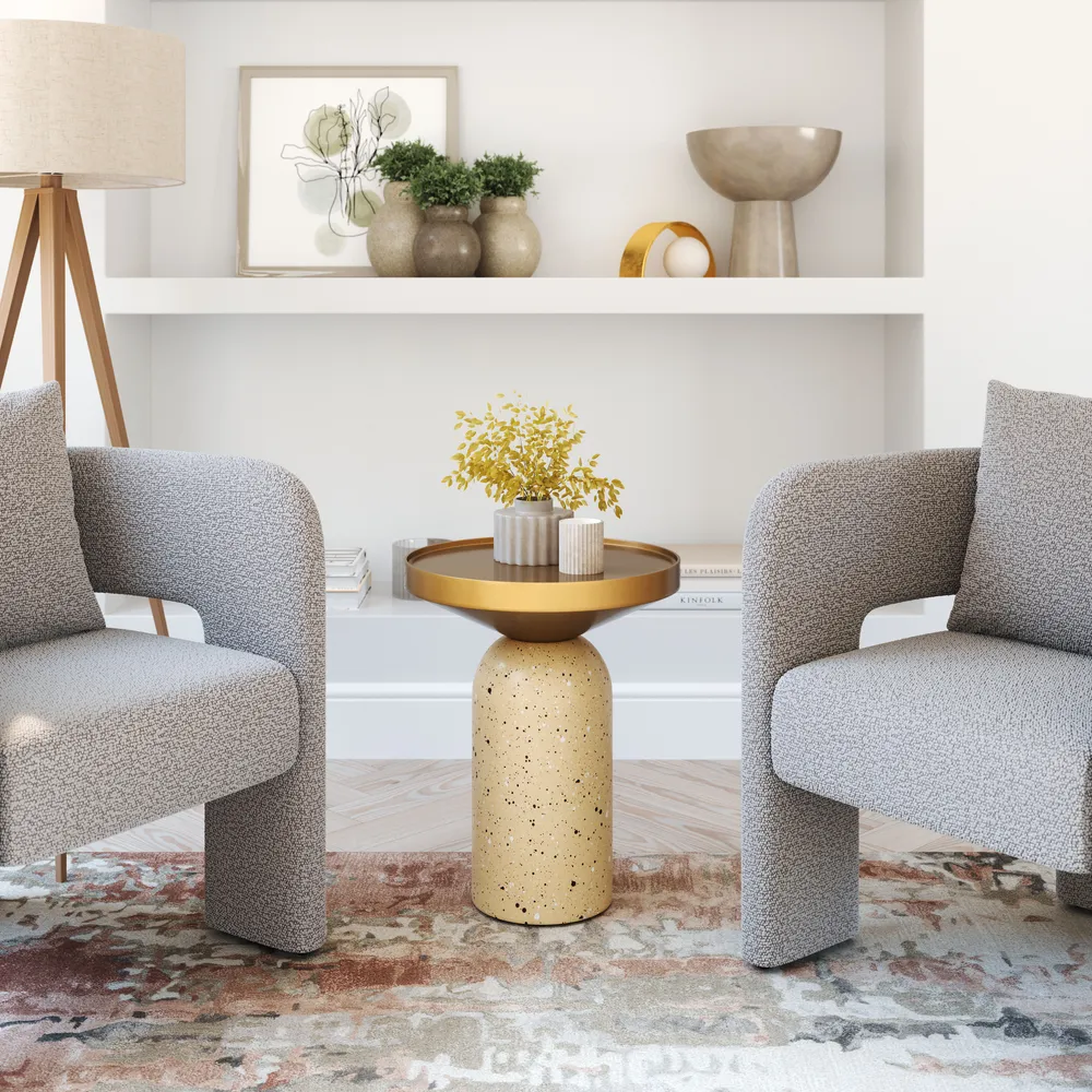 Cendre Side Table Gold & Beige