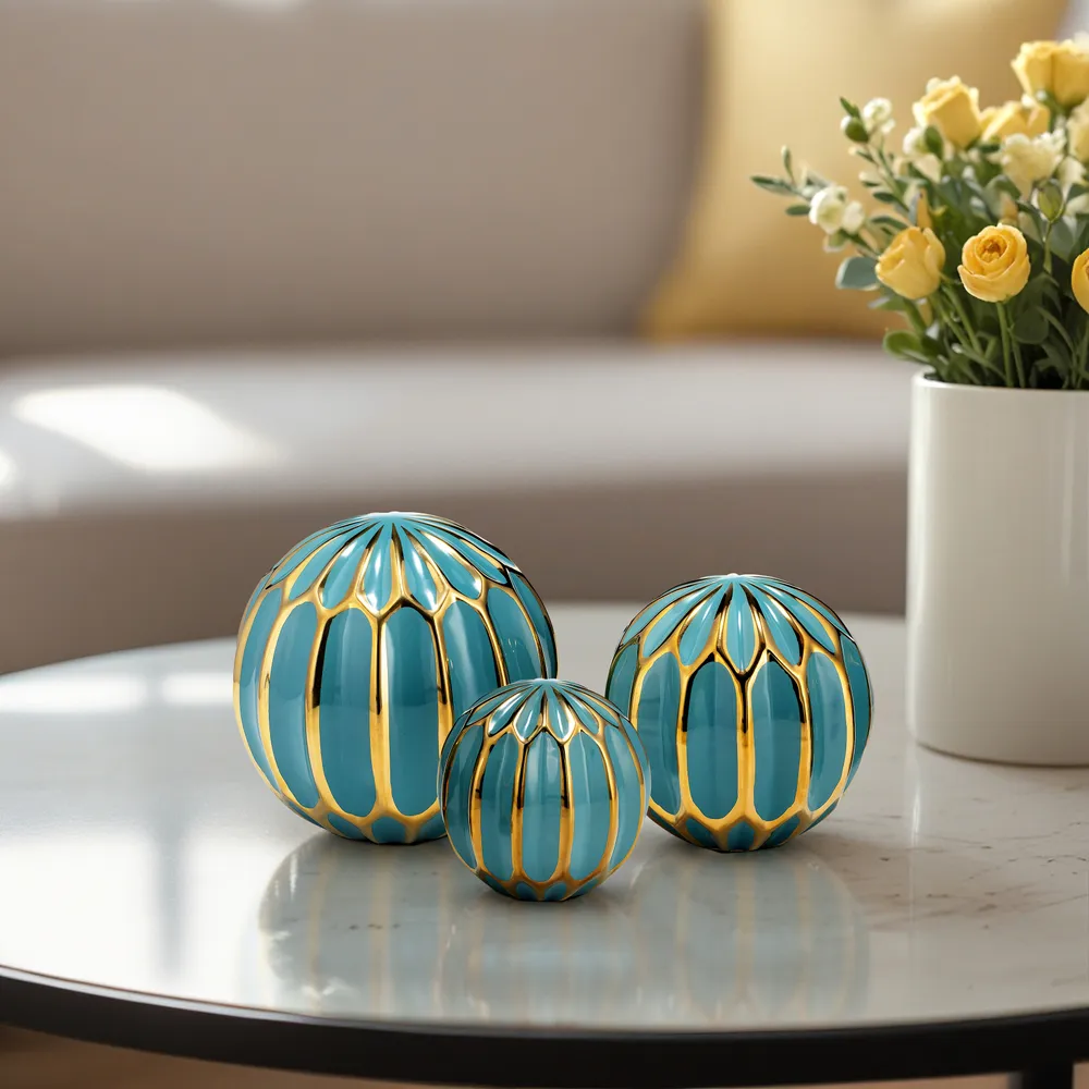 IVYPARK SET OF 3 BLUE ORBS 6 (IN)