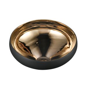 Greer Bowl - Tall Black and Gold Glazed 6