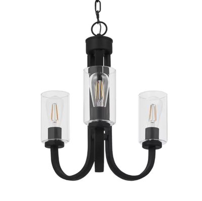 Melina 17″ Wide 3-Light Chandelier - Matte Black