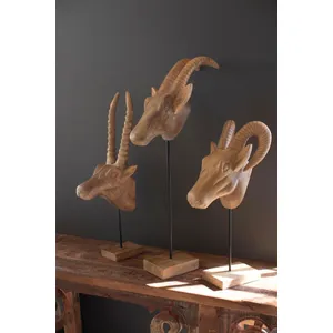Set of 3 Carved Mango Wood African Animal Heads 3