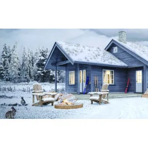 Christmas Cabin Floor Mat 18x30in 1