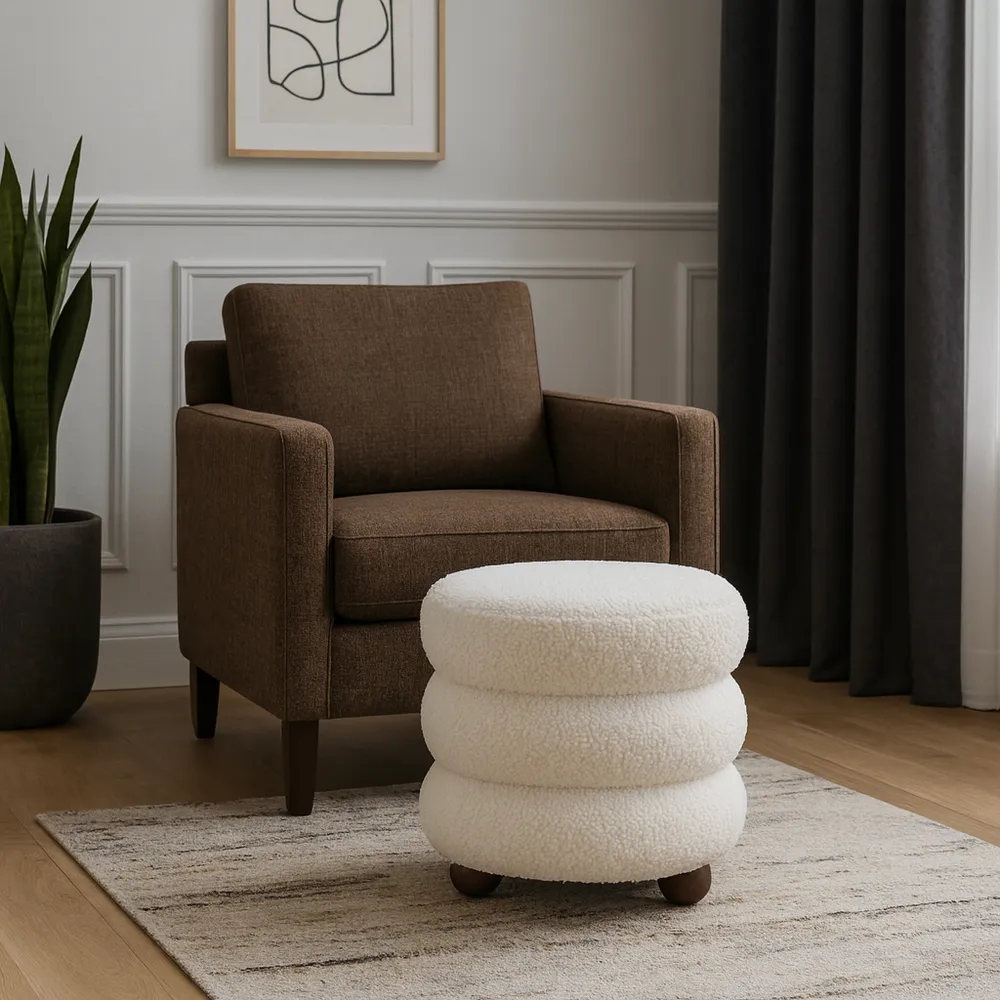 BLAINERIDGE IVORY OTTOMAN 18 (IN)