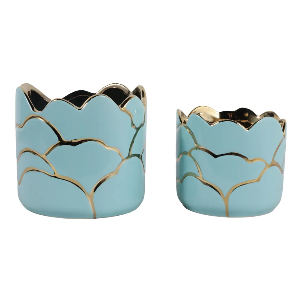 BRIGHTONROSE SET OF 2 BLUE PLANTER 7 (IN)