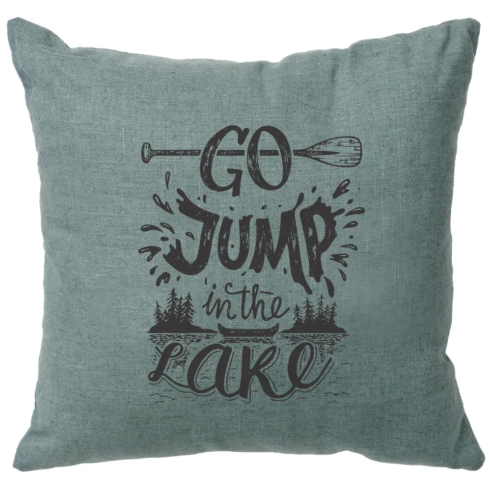 Image Pillow - Jump in Lake - Linen Ocean