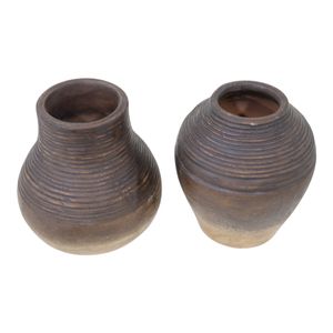 DRAPERFIELD SET OF 2 BROWN VASES 6 (IN) 4