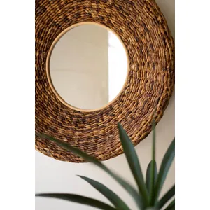 Round Banana Fiber Framed Mirror 2