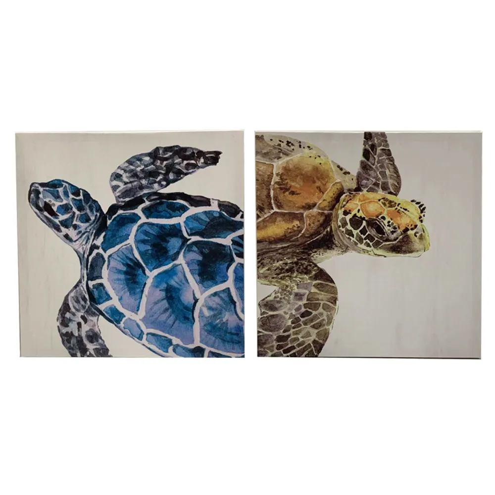 11-3/4" TURTLE CANVAS ART 2-ASST