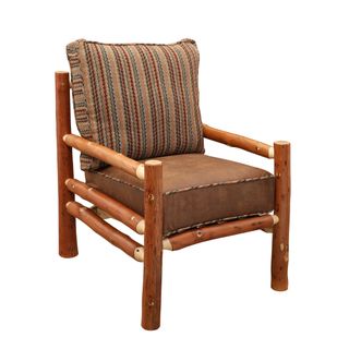 Hickory Log Club Lounge Chair - with Low Back - Standard Leather - Seat:  Leather TBD;   Backrest:  Leather TBD