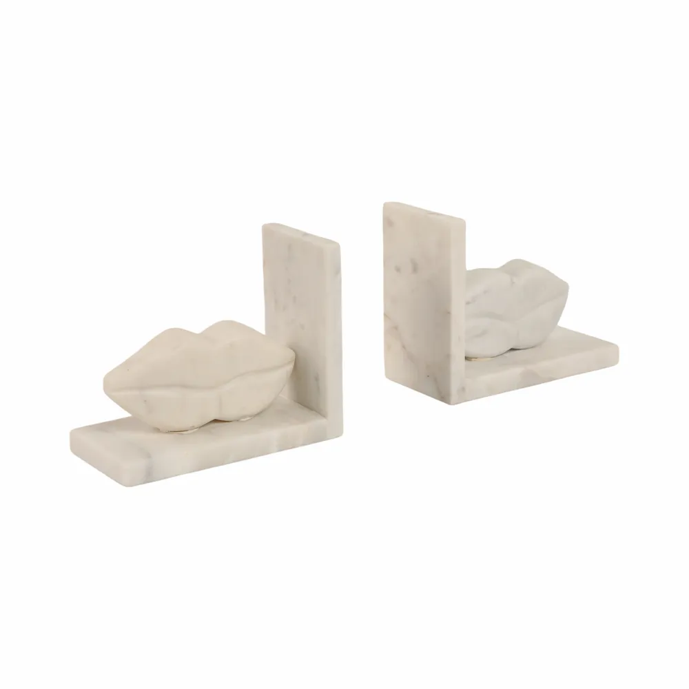 SUTTONTON SET OF 2 WHITE BOOKENDS 5 (IN)