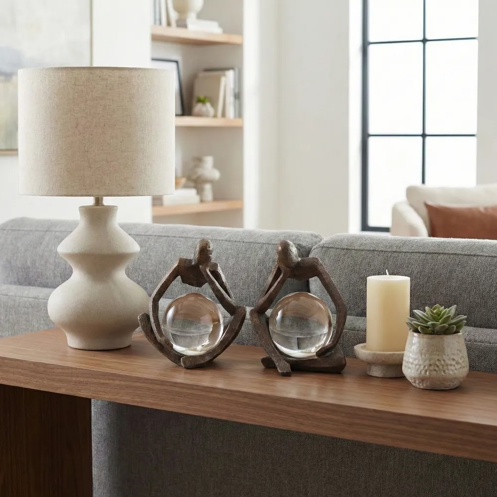 CLIFTONRUN SET OF 2 BLACK ORBS 8 (IN)