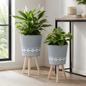GLASTONCREST SET OF 2 GRAY PLANTER 21 (IN) 2