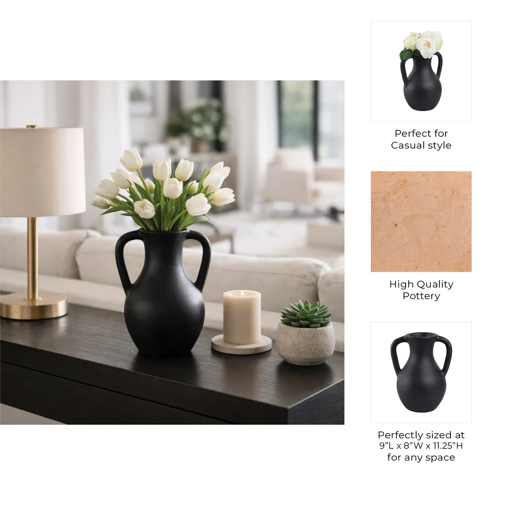 SHERMANCLIFF BLACK VASE 12 (IN)