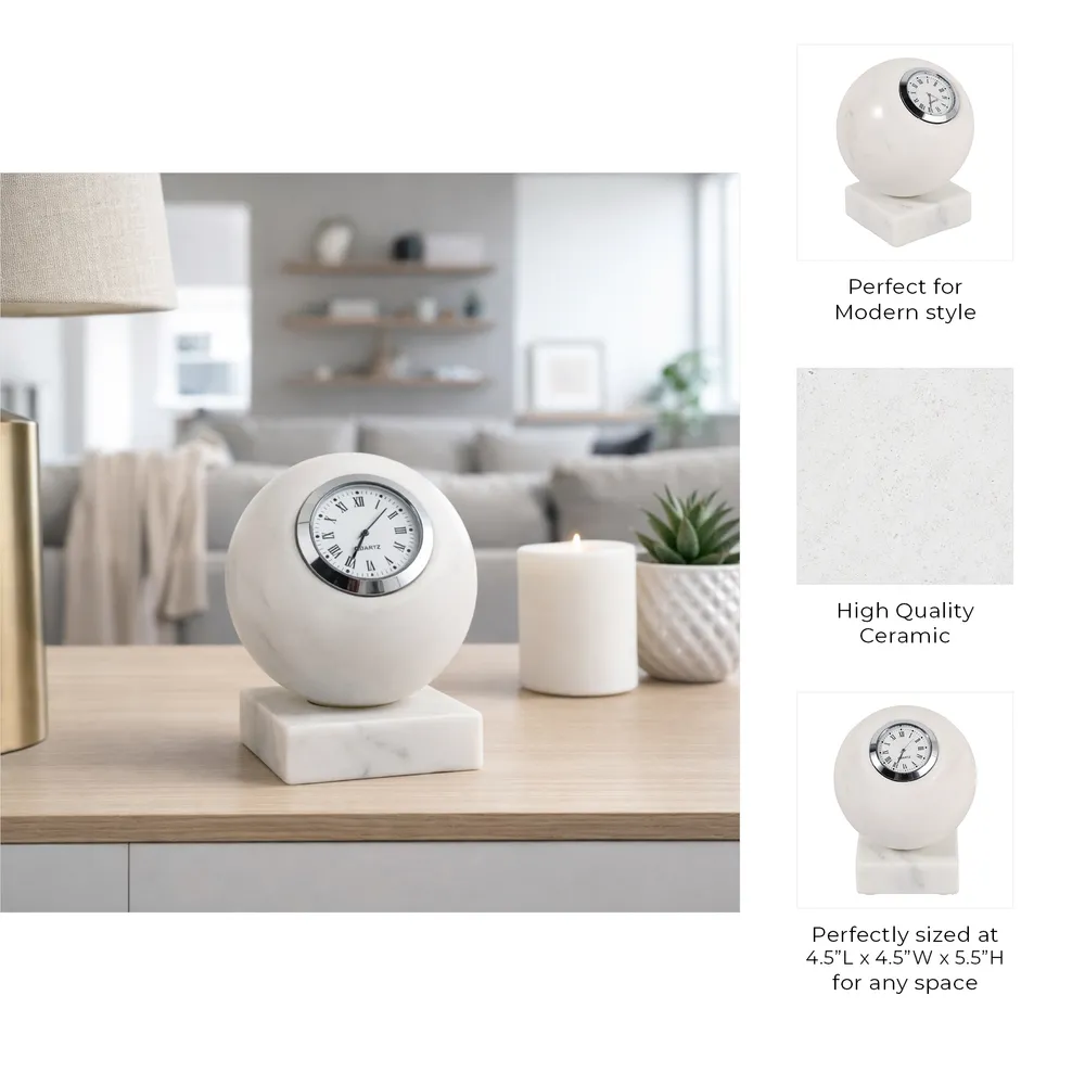 RUEWOOD WHITE CLOCK 6 (IN)