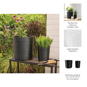 SKYEMOOR SET OF 2 BLACK PLANTER 21 (IN) 9