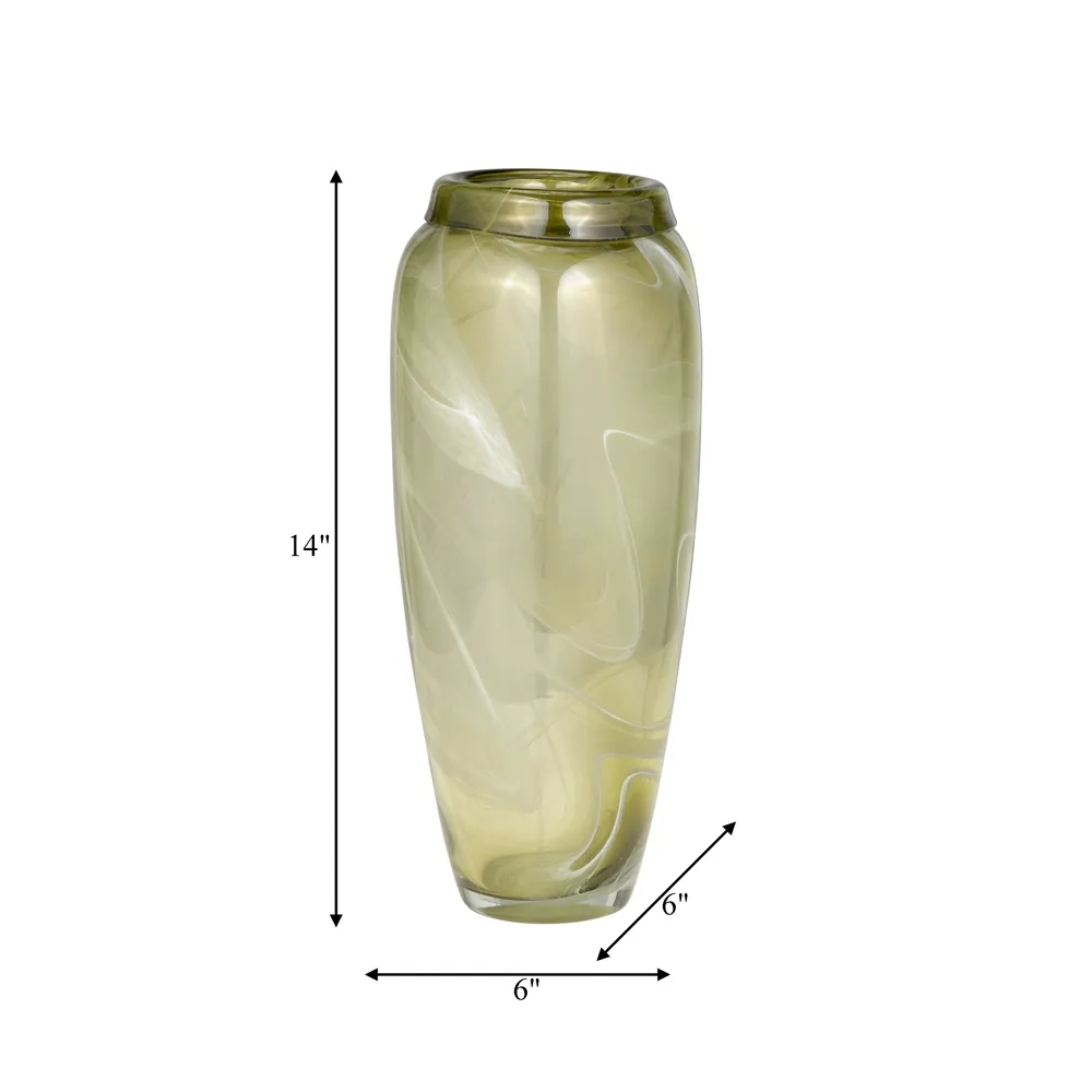SOLCREST GREEN GLASS VASE 14 (IN)