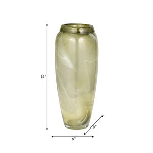 SOLCREST GREEN GLASS VASE 14 (IN) 10
