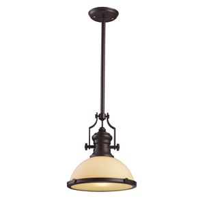 Chadwick 13'' Wide 1-Light Pendant - Oiled Bronze with Off White 1