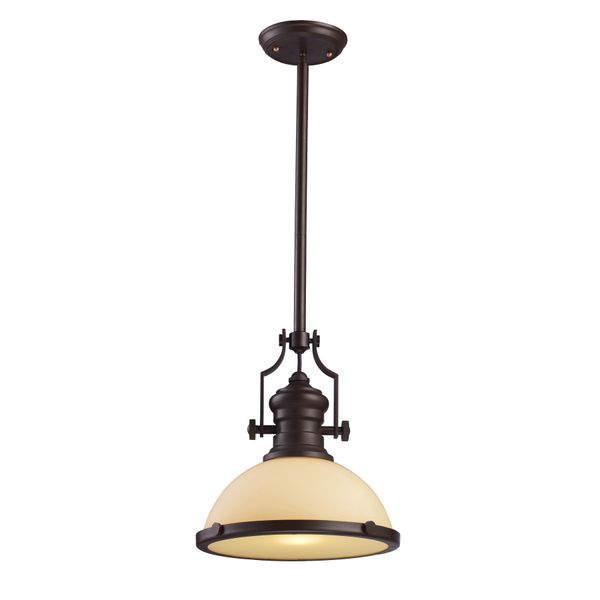 Chadwick 13'' Wide 1-Light Pendant - Oiled Bronze with Off White