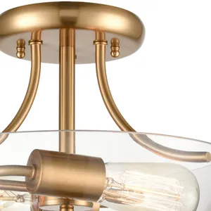 Astoria 15'' Wide 2-Light Semi Flush Mount - Satin Gold 3