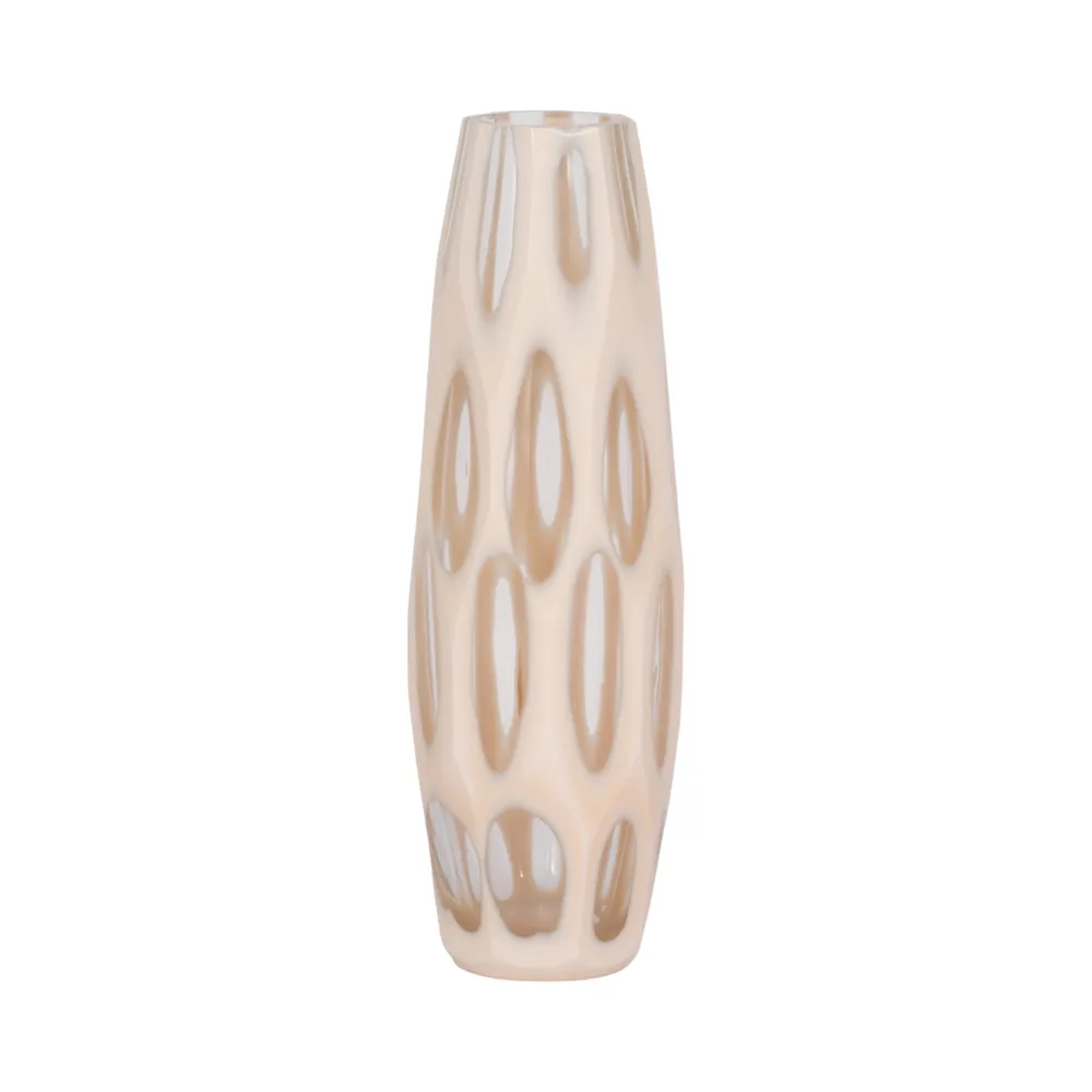 HATCHERHAVEN TAN GLASS VASE 12 (IN)