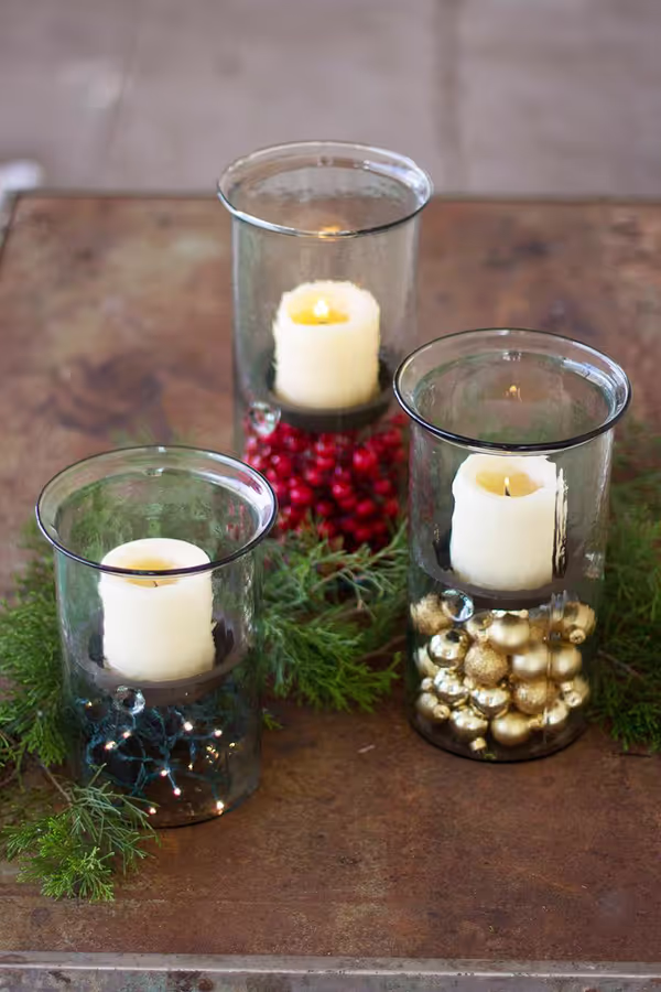 Mini Glass Candle Cylinders with Rustic Insert \ Medium