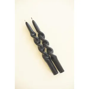 Set of 2 Spiral Taper Candles / Black 3