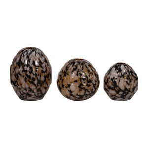BENTONOAK SET OF 3 ORANGE GLASS VASES 8 (IN) 4